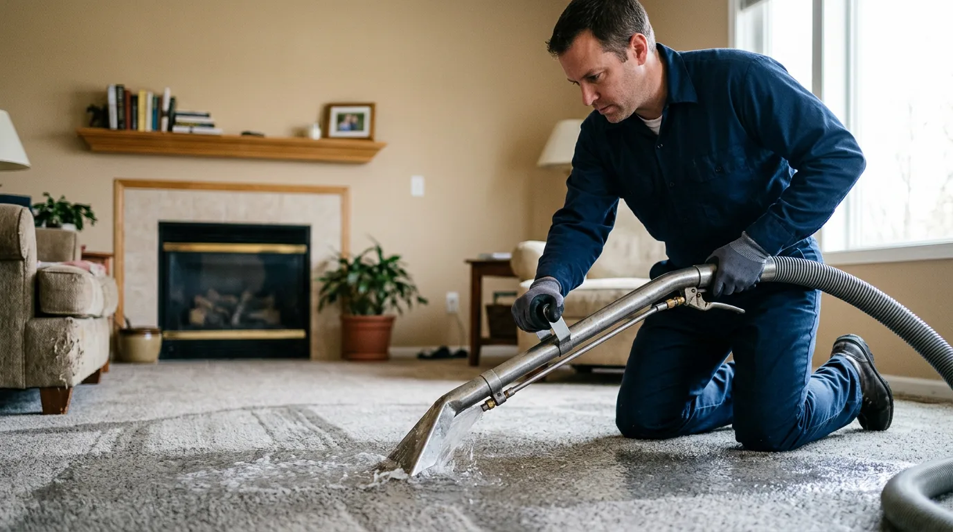 Water damage restoration technician working near Danciger, TX